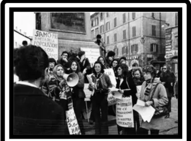 Foto 1 : 8 marzo 1972 – Manifestazione organizzata da Lotta femminista, FILF, MLD (foto di  Daniela Colombo) 