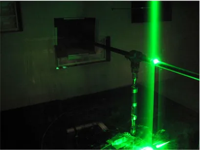 Figure 3: Laser sheet illuminating 2D section of flow around a cylinder