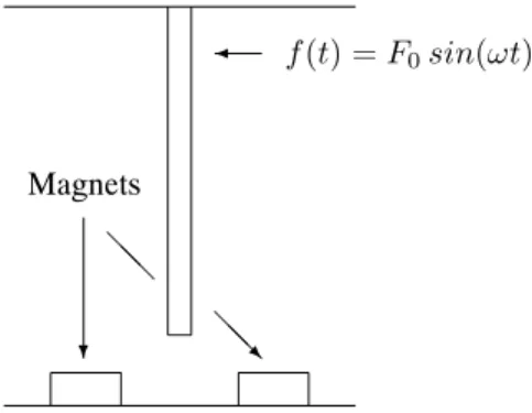 Figure 1: Clamped beam with two permanent magnets.