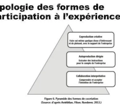 Figure 6 : Pyramide des formes de cocréation, Antéblian B., Filser M. et Roederer C. (2013) 50