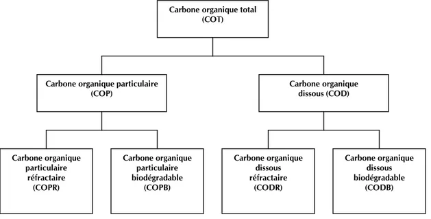 Figure 3-1: Classification de la matière organique adapté de Crittenden et al., 2005 Carbone organique total 