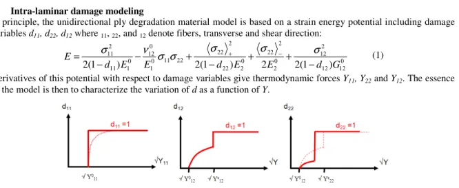 Figure 2: Example of evolution of damage variables as a function of thermodynamic forces 