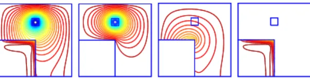 Fig. 4.  Field  lines  near  a  conductive  magnetic  core,  from  left  to  right: 
