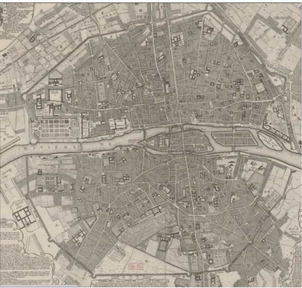 Figure 6 ‐ Paris en 1697 : fac‐similé du plan de Nicolas de Fer,     Date d'édition : 1870, source Gallica 
