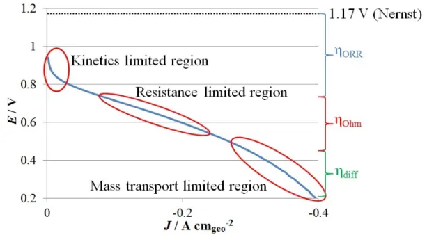 Figure 7: Voltage-current curve of a commercial PEMFC.