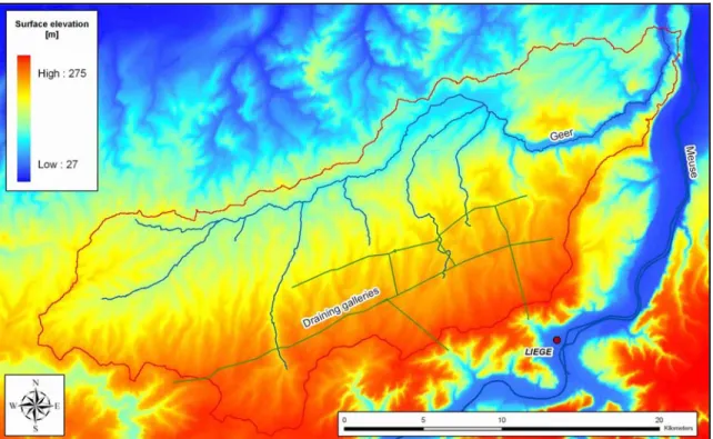 Figure 4 : Digital terrain model of the Geer basin 
