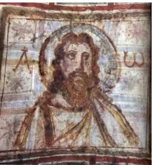 Figure 1 : Représentation de Jésus Christ, artiste inconnu, vers 375 ap. J-C, Catacombes  Romaines