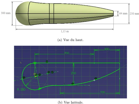 Figure 2.5 – Illustration de la nouvelle géométrie du fuselage adoptée pour la suite du projet