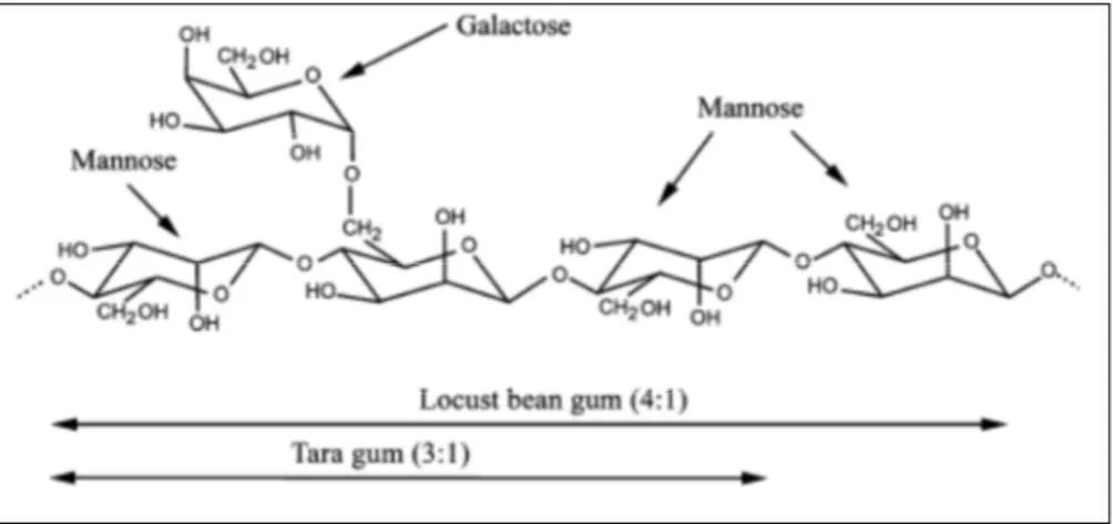 Figure 4. Structure des galactomannanes de la gomme de caroube et de la gomme tara (S ITTIKIJYOTHIN  et  al., 2005)