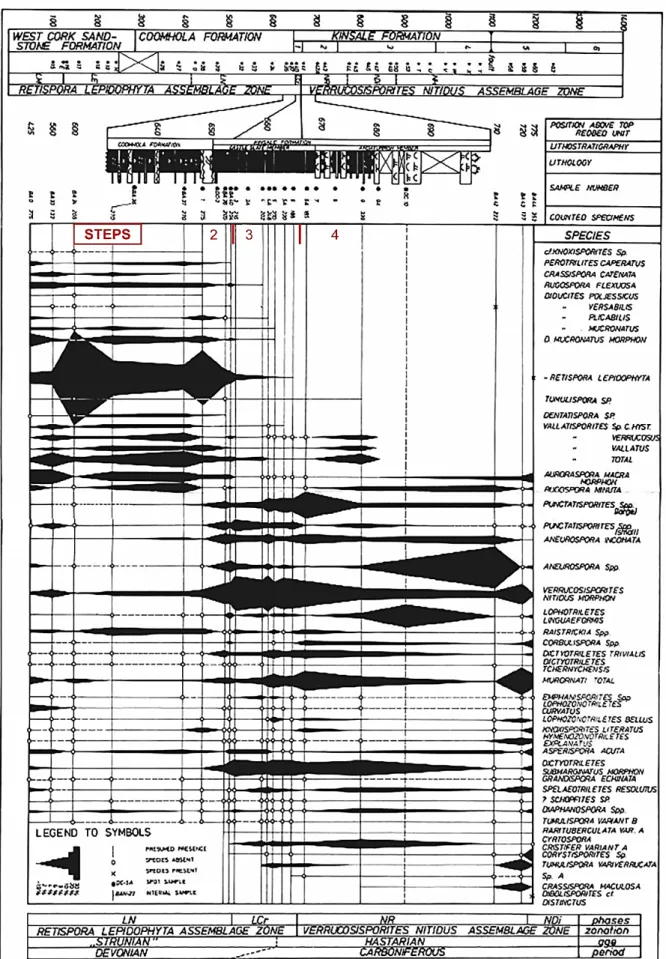 Fig. 3. Spore record at Ballycrovane, Ireland (after V AN  V EEN  1981, fig. 2, modified).