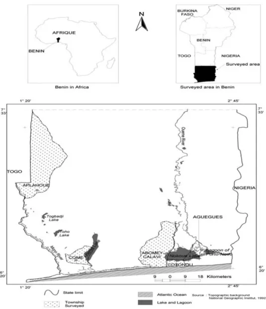 Figure 1. Benin map showing the surveyed areas.