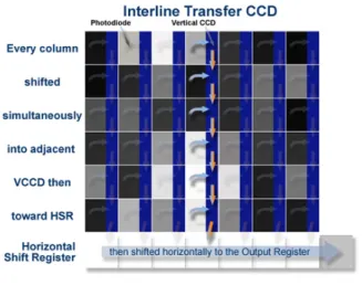 Figure 1.7 – Architecture à transfert interligne d’une caméra CCD, une gracieuseté de Quantum Scientific Imaging [2013]