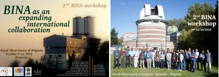 Figure 1: Poster (left) and group picture (right) of the 2 nd BINA workshop (Credits: P