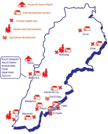 Illustration 2: Carte des centres de santé - Amel Association