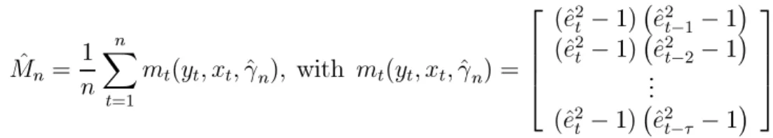 Table 5 : Diagnostic m-tests of the conditional mean and variance