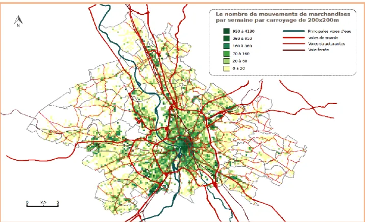 Figure 12: Nombre de mouvements de marchandises par semaine. Source : Freturb. Réalisation : Camille Pagny 