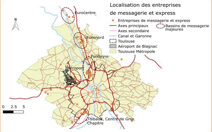 Figure 14: Les sites de messagerie à travers le territoire. Source: INSEE. Réalisation: Josselin ROUHIER