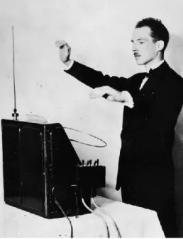 Fig. 6 - Lev Sergueïevitch Termen, dit Léon  Thérémin, jouant de son propre instrument en 1927  lors d’une démonstration