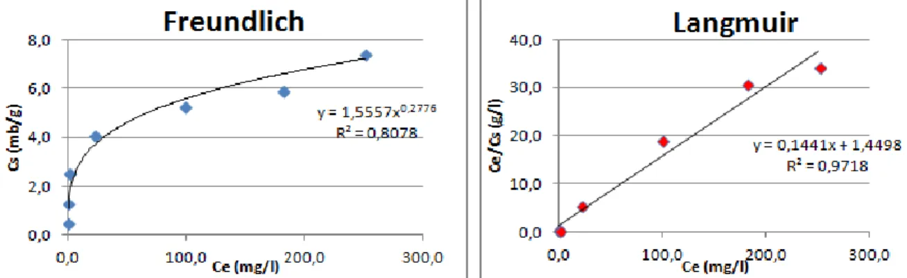 Figure 33: Isothermes d'adsorption  du phosphore du bran de scie activé 