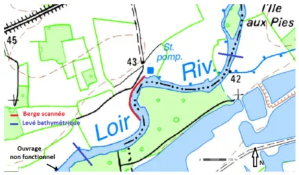 Figure 1.4  Tronçons d'étude du Loir : Vaas (Source : www.geoportail.gouv.fr)