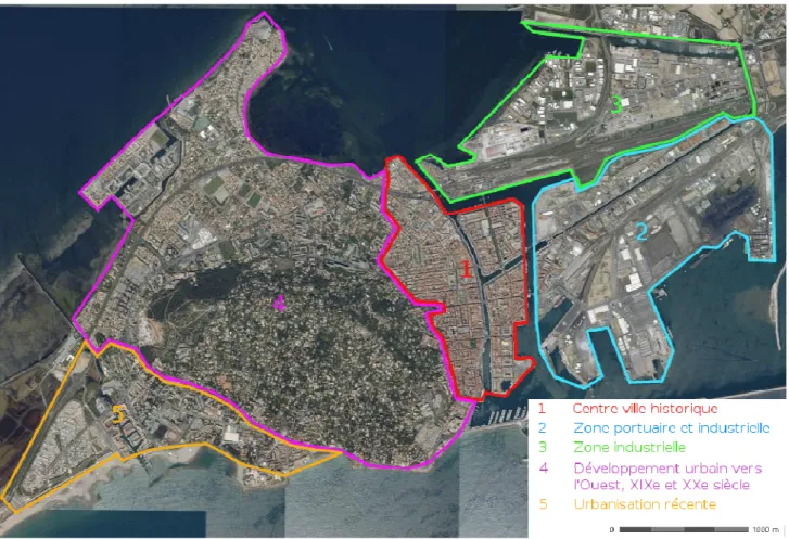 Figure 5 : L’évolution de l’urbanisation de Sète 