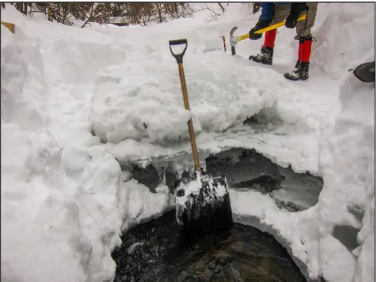 Figure 2.9. Sampled ice dam on Lepine Creek. The flow is toward the camera. 