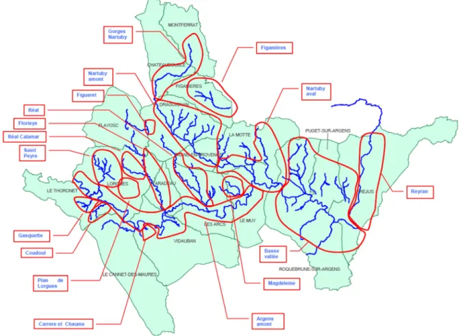 Figure 5 : Découpage en tronçon de la zone d'étude 