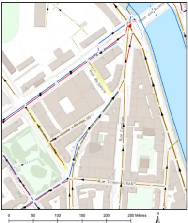 Figure  25  Situation  géographique  de  la  rue  des  Ronzades  et  de  la  rue  du  Lièvre, extrait du SITG