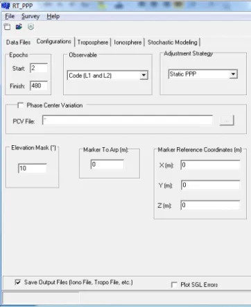 Figure 5 – Paramètre de configuration du logiciel RT_PPP 