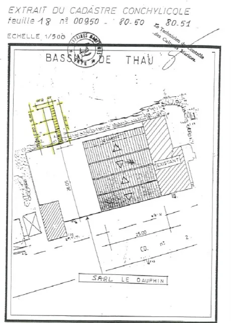 Figure 9 : Plan d’une concession conchylicole obtenu lors d’un entretien à la DML