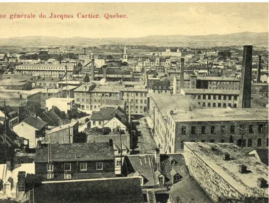 Figure 1: Prise de vue du quartier Jacques-Cartier, témoin de l'industrialisation, Québec, 19 e  siècle 