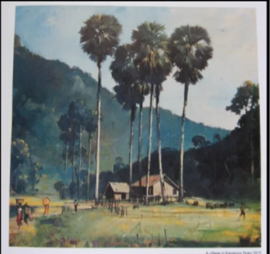 Figure 5 Peinture de Nhek Dim, 1974, A village  in Kompong Cham. Crédits photo : Lors 2001: 