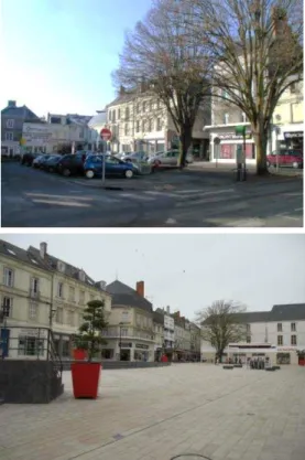 Illustration 10: Place Émile Zola,  Châtellerault avant et après réhabilitation