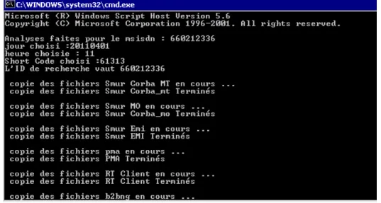 Figure 31 : Cscript d’évolution du process d’import 