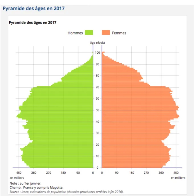 Figure 2. Pyramide des âges en 2017 en France  