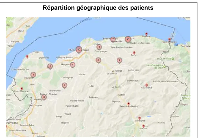 Figure 3 : répartition géographique des patients