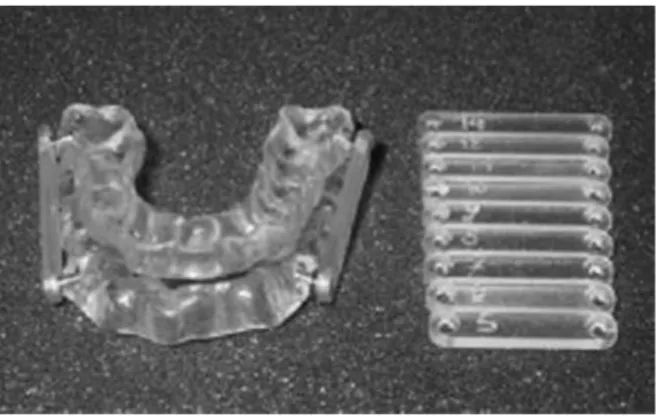 Figure 3 : Photographie d’orthèses d’avancée mandibulaire 