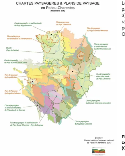 FIGURE  3 :  Collectivités  de  Poitou-Charentes  couvertes  par  un  plan  ou  charte  de  paysage  (CREN, 2013)