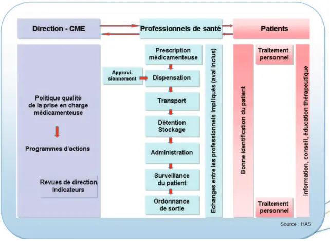 Figure 3 - Organisation de la prise en charge médicamenteuse selon [4] 