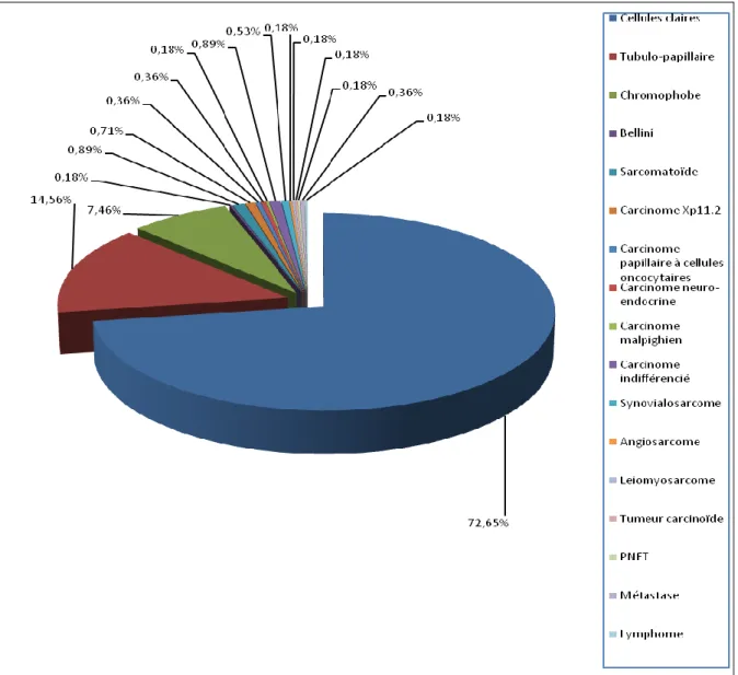 Figure 15 – Répartition des tumeurs malignes suivant le type histologique 