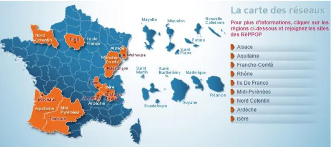 Figure 4 : Cartographie des RéPPOP en France 