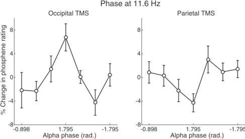 Figure 4C depicts an example of wITPC computation (Cohen, 2014) using a single subject’s prestimulus alpha phase during occipital TMS to predict phosphene 
