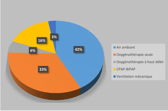 Figure 6. Répartition des différents supports ventilatoires. 