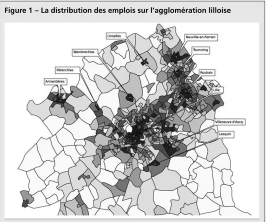 Figure 1 – La distribution des emplois sur l’agglomération lilloise