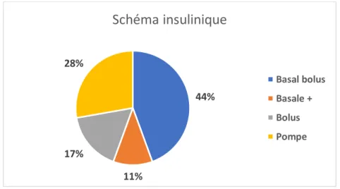 Figure 1 : Répartition des différents schémas insuliniques utilisés 