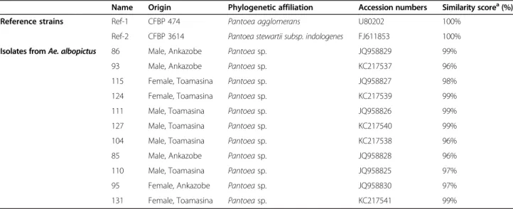 Table 3 Phylogenetic affiliation of Pantoea isolates and their 16S rDNA sequences