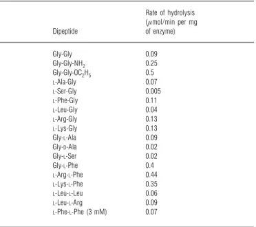 Table 4 Influence of the length of the peptide chain on the activity of DmpA The substrate concentration was 2 mM in all cases