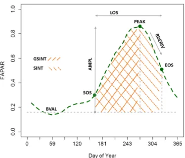 Figure 2. Seasonal FAPAR metrics considered in this study and shown for a single pixel