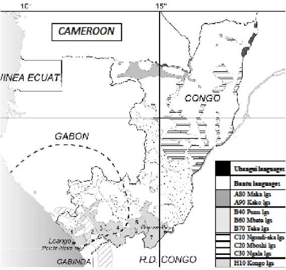 Figure 4.- Language map of Congo-Brazzaville (after Y. MONINO, 2012) 