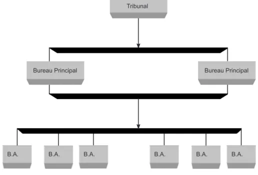 Figure 3.  Organigramme hiérarchique des juridictions coutumières  dans la cheﬀerie Pelende Nord.